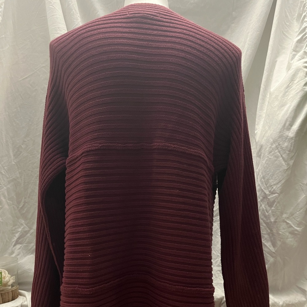 Modern Soul Red Ribbed Oversized Long Cardigan Sweater w/ Flare Sleeves M-L - Picture 3 of 10